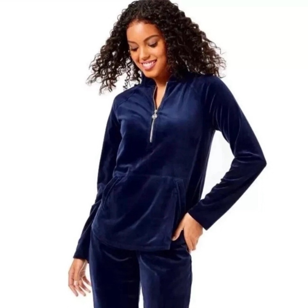 Lilly Pulitzer Skipper Velour Half Zip Pullover XL